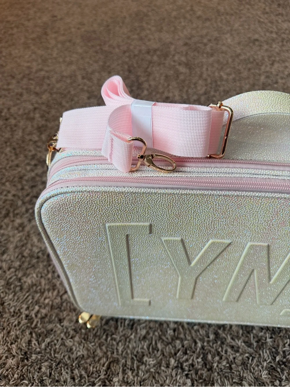 Young Nails Iridescent Pink Nail/Makeup Train Case